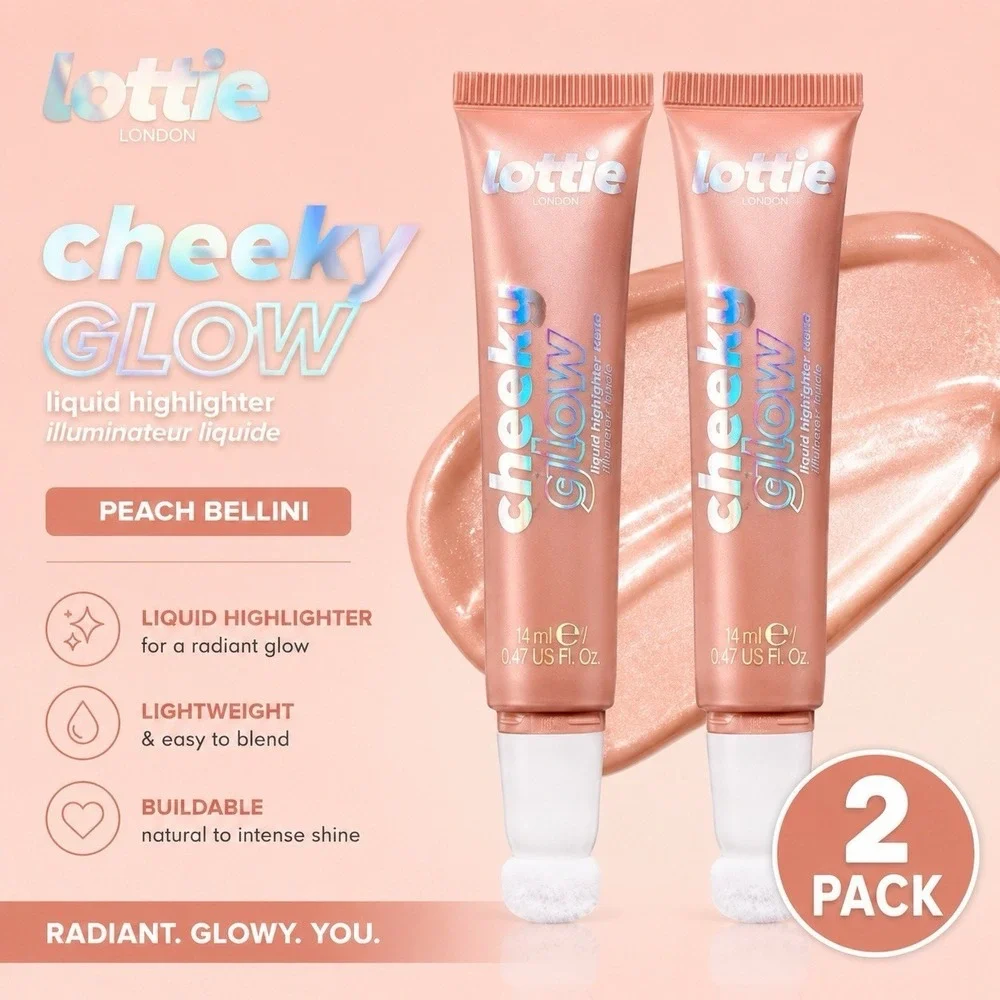 2X‎ Lottie London Cheeky Glow in Peach Bellini, Liquid Blush & Sheer Highlighter